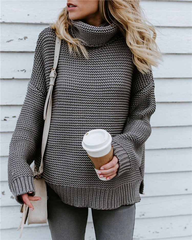 Coco Cuddle time Oversized turtleneck sweater Coco Tops Grey / S
