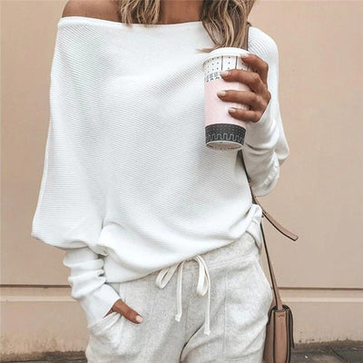 Coco Hailey Off Shoulder Long Cuffs Knit Top Coco Tops