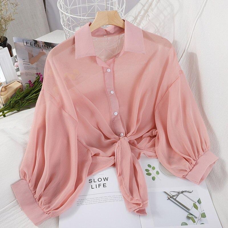 Coco Amour Chiffon Tie Waist Top Coco Tops Pink / S