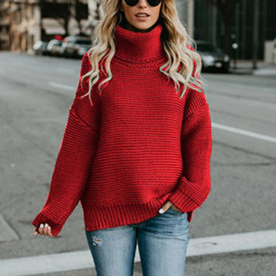 Coco Cuddle time Oversized turtleneck sweater Coco Tops Red / S