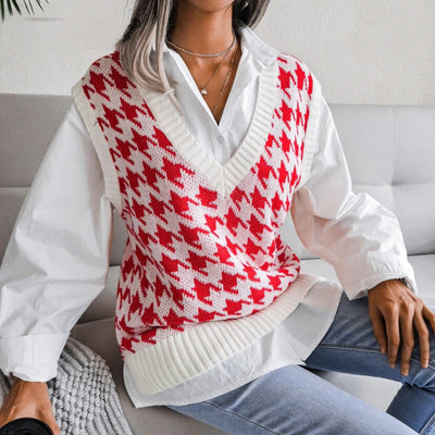 Coco Warm-Up The Trend Houndstooth Vest Coco Tops Red / S