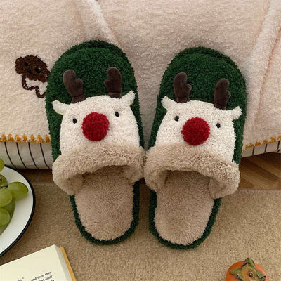 Coco Christmas Reindeer Comfy Slippers Dark Green / 36-37