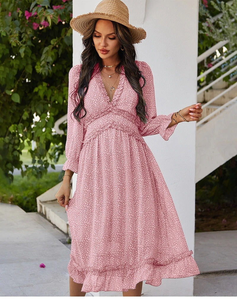 Coco Spring in Paris Soft Print Dress Dress Pink / S
