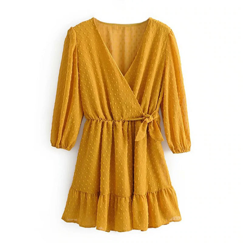 Coco Boho Mini Chiffon Dress Dress Yellow / S