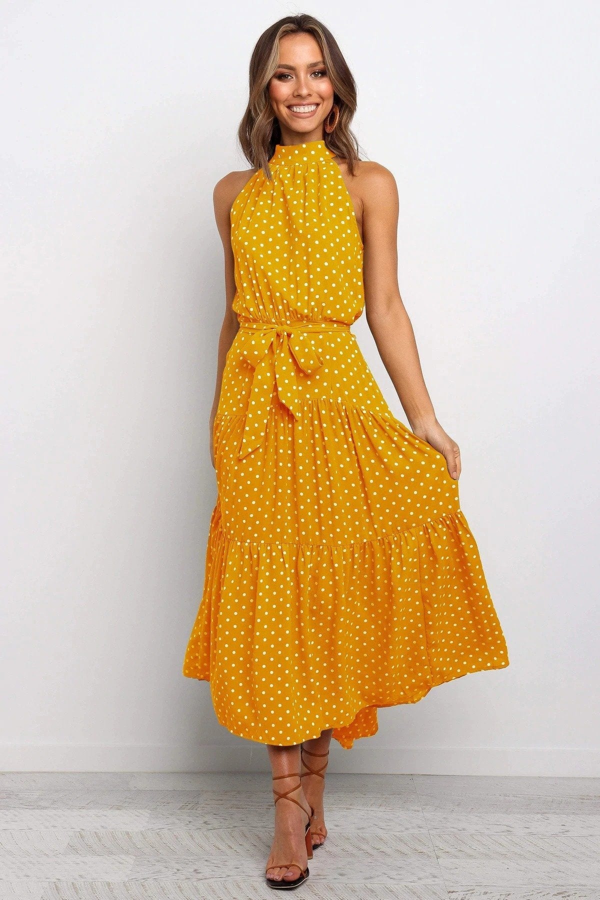 Coco Marie sleeveless Maxi Dress Dress Yellow / S