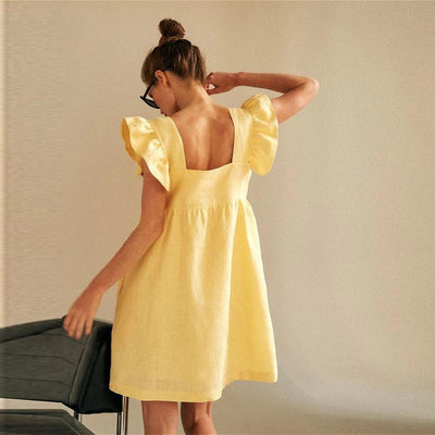 Coco My Perfect Day butterfly Sleeves Babydoll Dress Dress Yellow / S