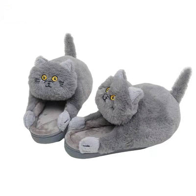 Coco Cuddly Hug Cat Comfy Slippers Grey / 36-37