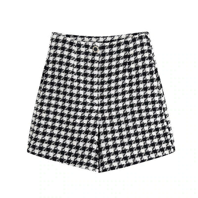 Coco Midday Muse Houndstooth Tweed Shorts Shorts Black / XS