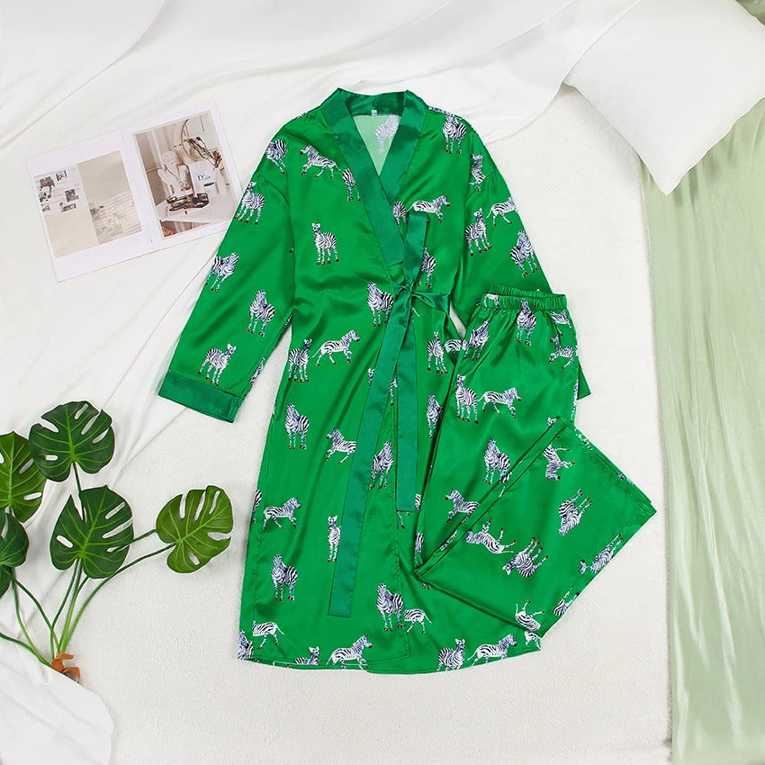 Coco Favorite Animal Print Robe and Pants Set Sleepwear & Loungewear