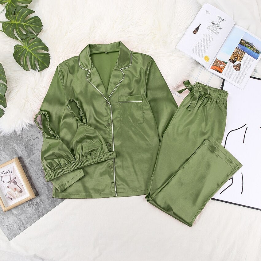Coco Sweetest Dreams 3-Piece Pajama Set Sleepwear & Loungewear Green / S