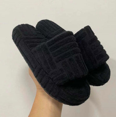 Coco Cute & Comfy Towel Style Slide Slippers slippers black / 35