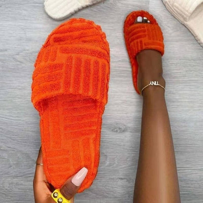 Coco Cute & Comfy Towel Style Slide Slippers slippers orange / 35
