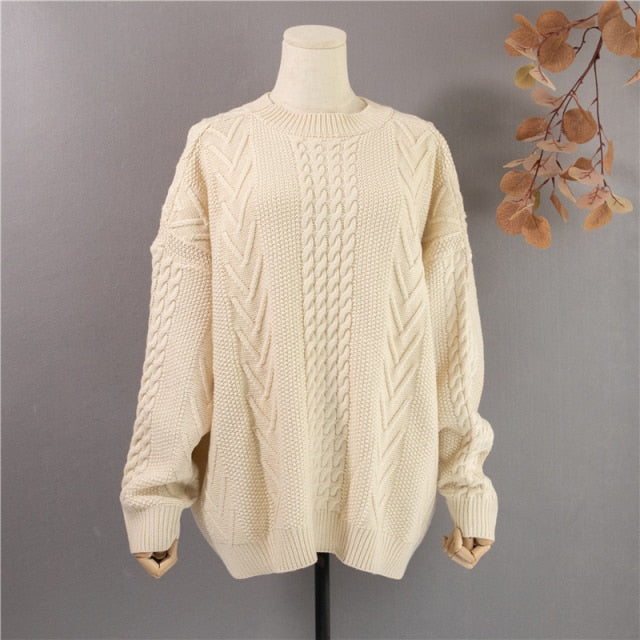 Coco Cable knit Loose Sweater Sweater One Size / Beige