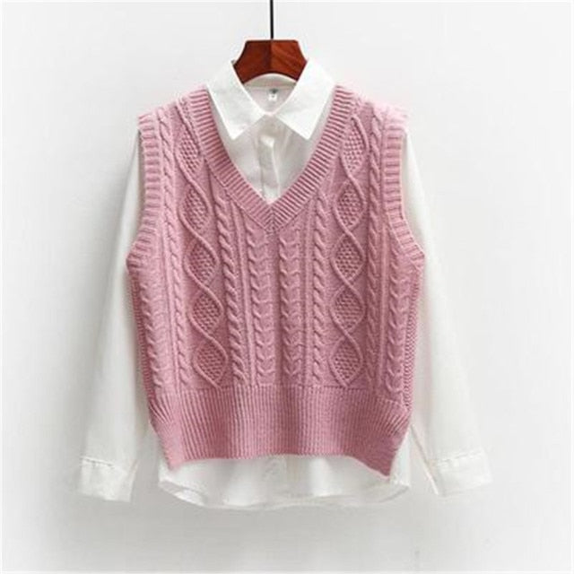 Coco Everyday Fave Knitted Vest Sweater Pink / XL