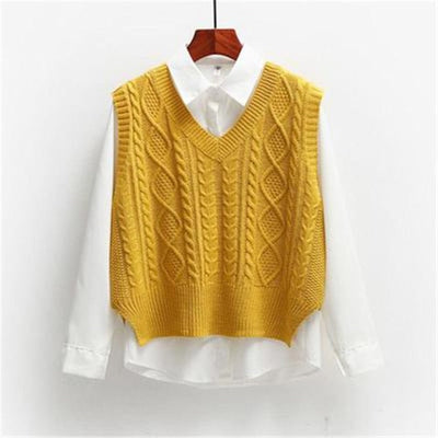 Coco Everyday Fave Knitted Vest Sweater yellow / XL