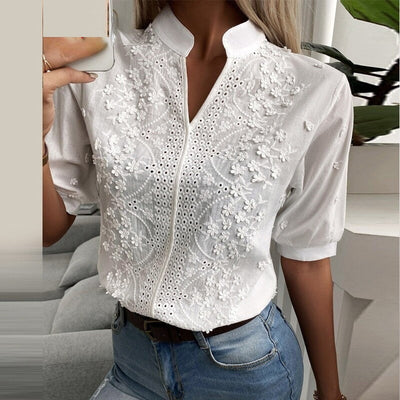 Coco Boho Billie Embroidered Lace Blouse Tops White / S