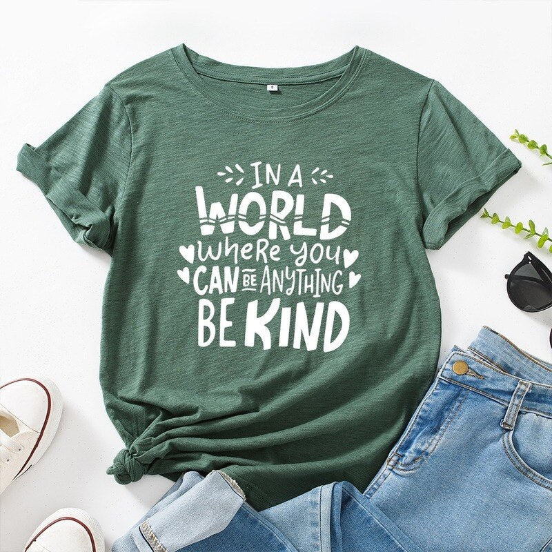 Coco Be Kind Graphic T-Shirt tshirt Army Green / S