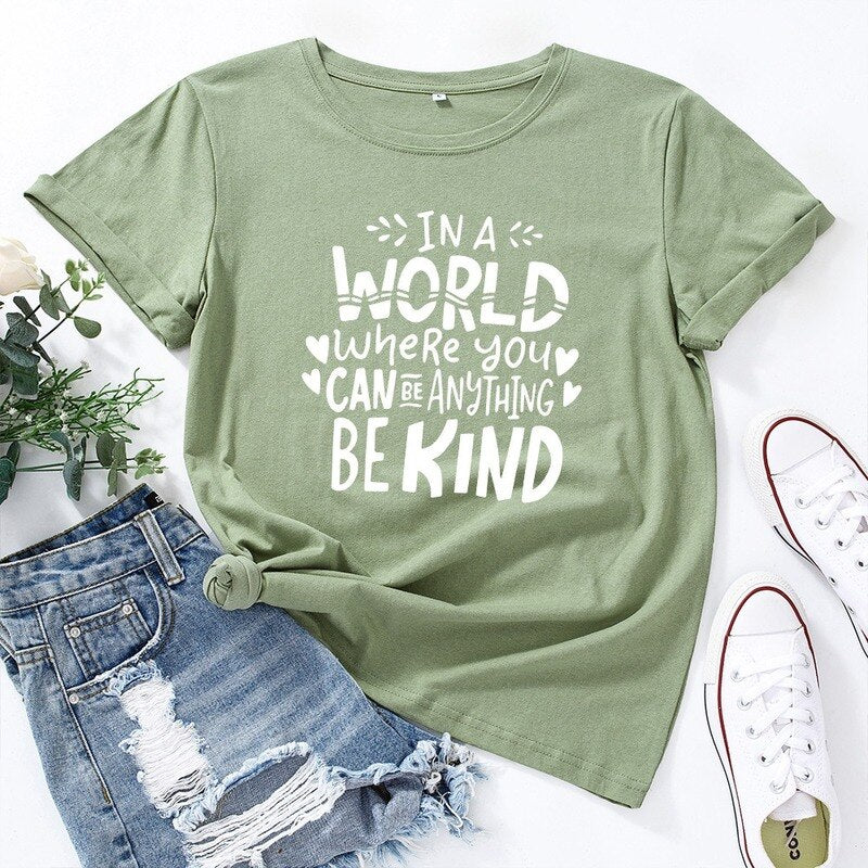 Coco Be Kind Graphic T-Shirt tshirt Olive Green / S