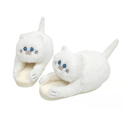 Coco Cuddly Hug Cat Comfy Slippers White / 36-37