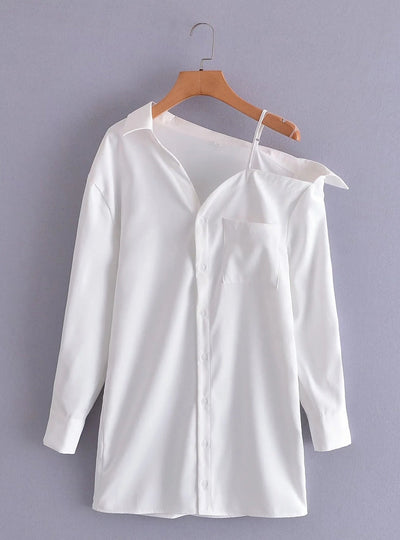 Coco Emily One-shoulder White Shirt Tunic White / XS