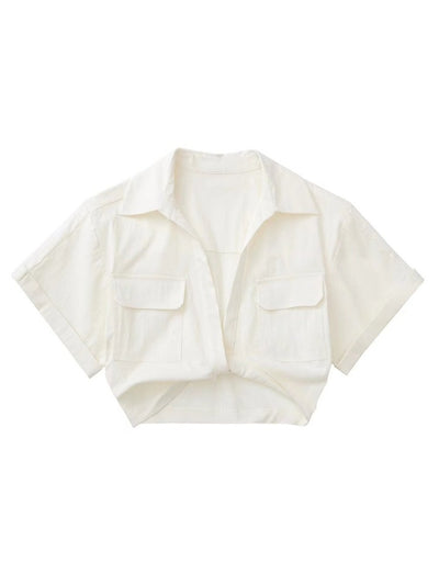 COCO Dayna Short Sleeves Wrapped Hem Cropped Shirt